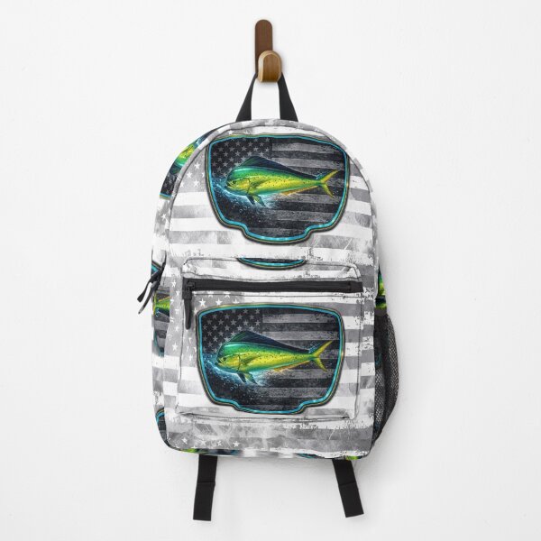 Item preview, Mahi Mahi American Flag Fishing Badge Design designed and sold by artistwill.