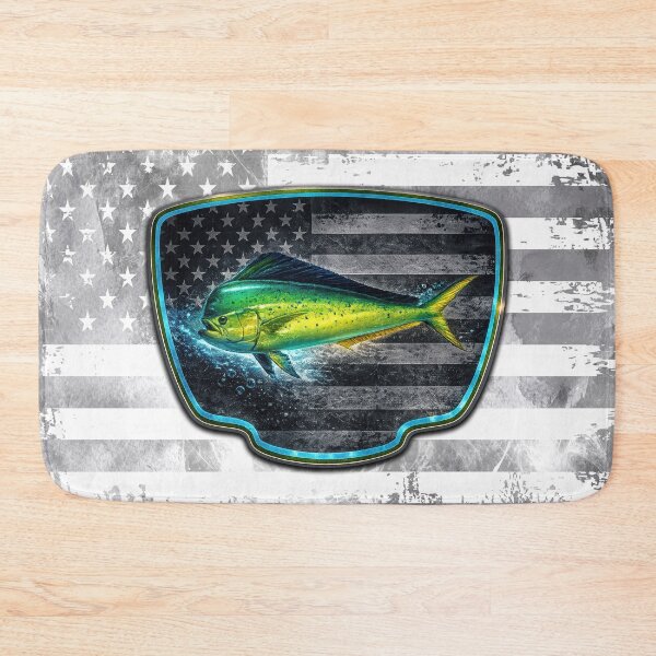 Item preview, Mahi Mahi American Flag Fishing Badge Design designed and sold by artistwill.