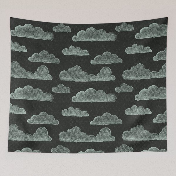 Item preview, Dreamtime Clouds Watercolor Pattern - Coal + Mint designed and sold by Irene Estelle.
