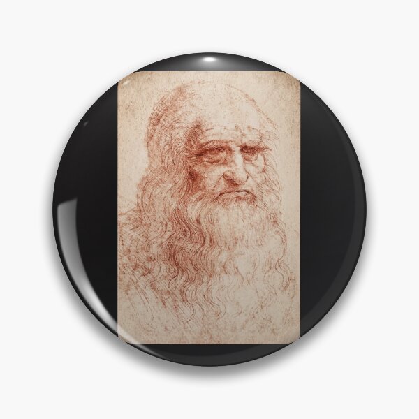 Item preview, Self Portrait by Leonardo da Vinci Renaissance Red Chalk Drawing Fine Art Print designed and sold by artofuniverse.