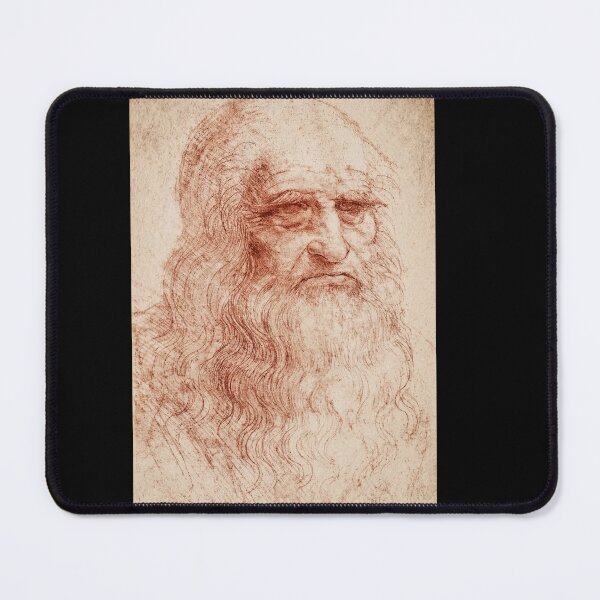 Item preview, Self Portrait by Leonardo da Vinci Renaissance Red Chalk Drawing Fine Art Print designed and sold by artofuniverse.