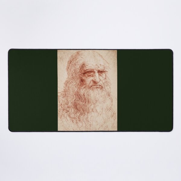 Item preview, Self Portrait by Leonardo da Vinci Renaissance Red Chalk Drawing Fine Art Print designed and sold by artofuniverse.