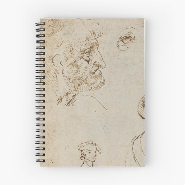 Item preview, Sheet of Studies by Leonardo da Vinci Bearded Man and Figure Studies Renaissance Drawing Fine Art Print designed and sold by artofuniverse.