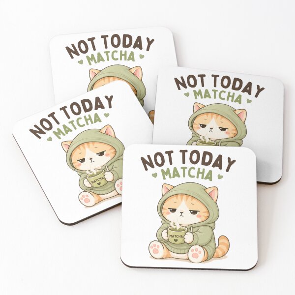 Item preview, Not Today Matcha Cat | Cute Kawaii Aesthetic | Tired Mood Design designed and sold by The Mood Index.