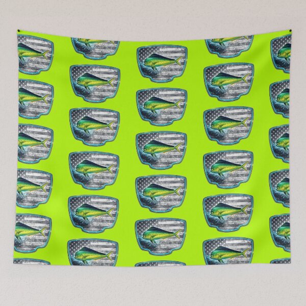 Item preview, Mahi Mahi Fishing Badge Patriotic Fish Design designed and sold by artistwill.