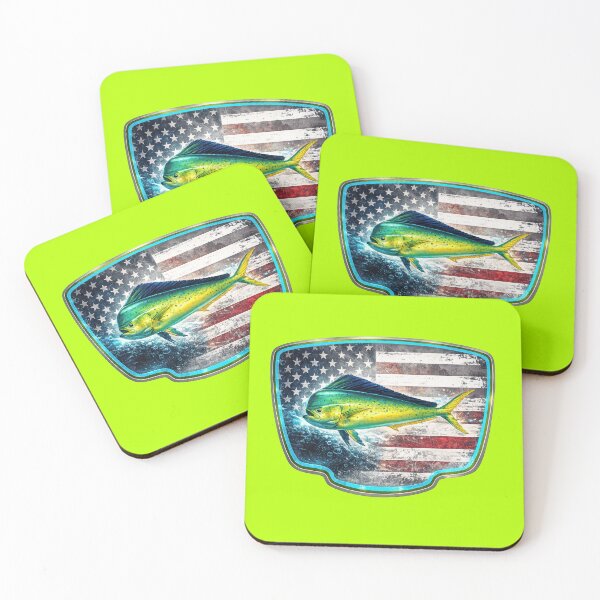 Item preview, Mahi Mahi Fishing Badge Patriotic Fish Design designed and sold by artistwill.