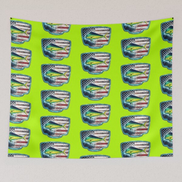 Item preview, Mahi Mahi Fishing Badge Patriotic Fish Design designed and sold by artistwill.