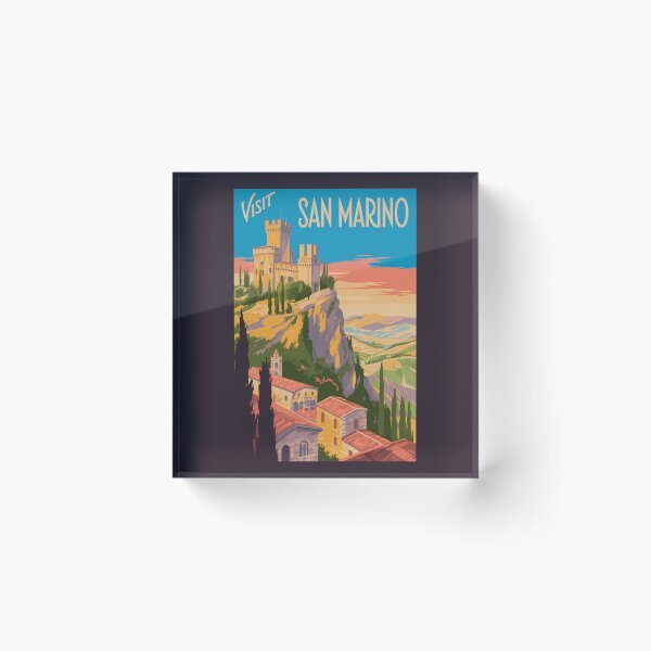 Item preview, San Marino Castle Illustration Travel Art Vintage designed and sold by KrisSidDesigns.