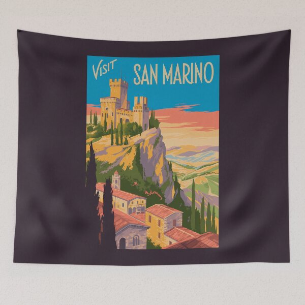 Item preview, San Marino Castle Illustration Travel Art Vintage designed and sold by KrisSidDesigns.