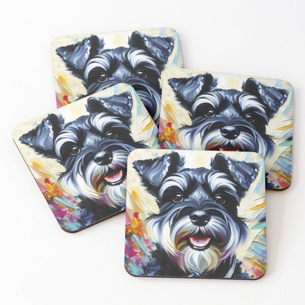 Item preview, Black and Silver Miniature Schnauzer Acrylic Art Zwerg Art designed and sold by Puppy Puzzles Plus.