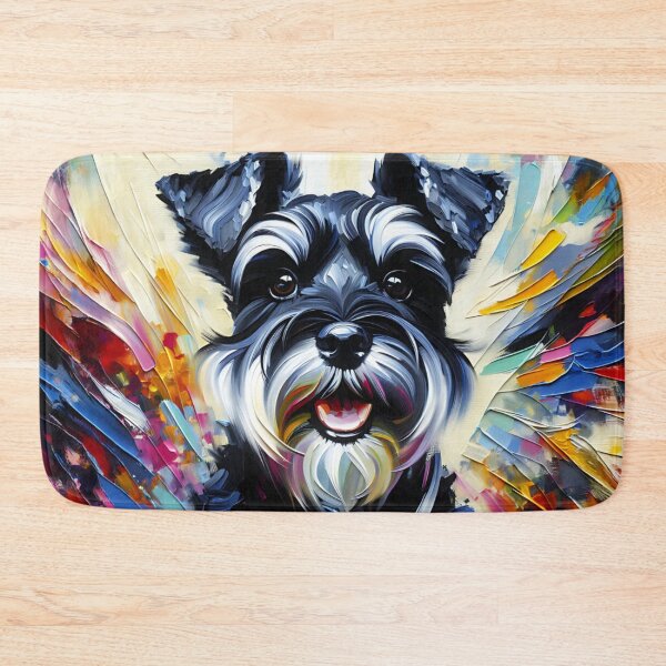 Artikelvorschau, Acrylbild eines schwarz-silbernen Zwergschnauzers – Zwergenkunst entworfen und verkauft von Puppy Puzzles Plus.