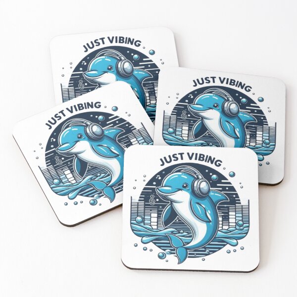 Item preview, "Just Vibing Dolphin – Music Lover Art"  designed and sold by Dogandesighn.