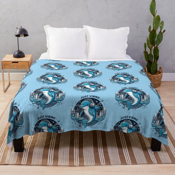 Item preview, "Just Vibing Dolphin – Music Lover Art"  designed and sold by Dogandesighn.