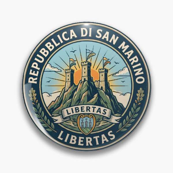 Item preview, San Marino Illustration Travel Art Badge designed and sold by KrisSidDesigns.