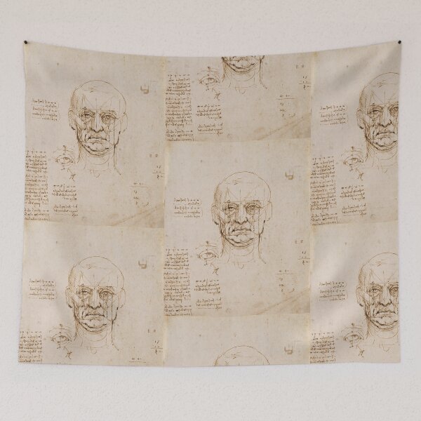 Item preview, Leonardo da Vinci Facial Proportions Study Renaissance Anatomy Drawing Print designed and sold by artofuniverse.
