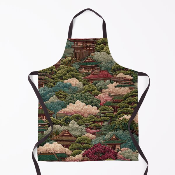 Item preview, Vintage Japanese Temple Pagoda Landscape Pattern Art designed and sold by NicolasGlowArt.