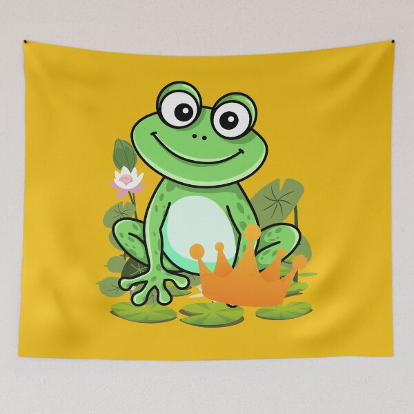 Item preview, Cute Frog Prince Cartoon with Crown - Funny Green Frog Illustration for Kids & Nature Lovers. designed and sold by LunaPrintCo.