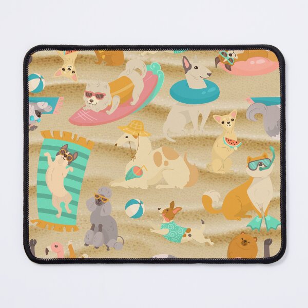 Item preview, tropical summer sandy beach dogs cute designed and sold by Gossip Rag.
