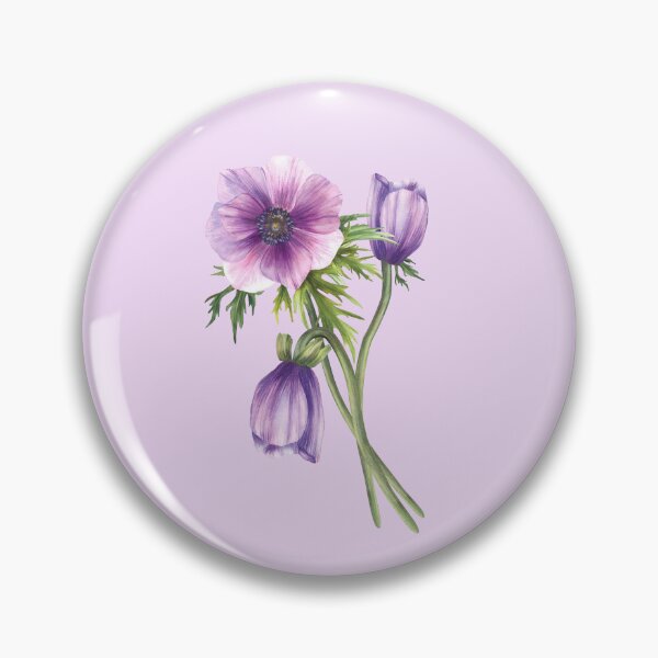 Item preview, Watercolor anemone purple flowers bouquet. Hand drawn designed and sold by BartolArt.