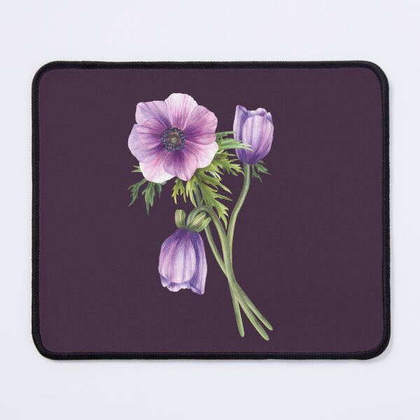 Item preview, Watercolor anemone purple flowers bouquet. Hand drawn designed and sold by BartolArt.