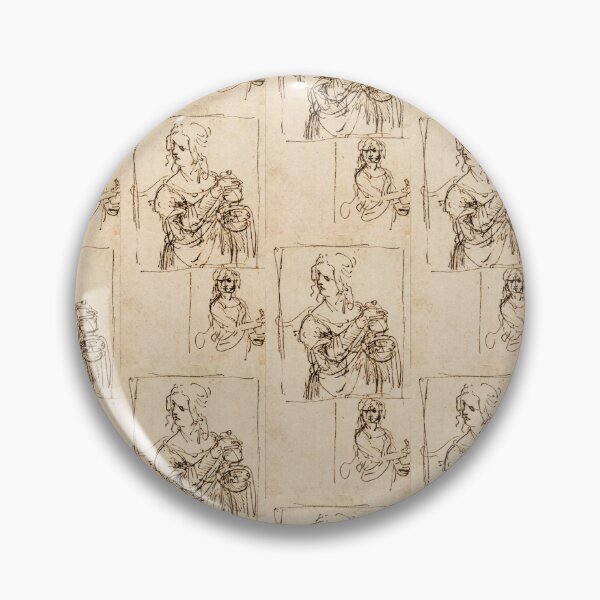Item preview, Studies for Saint Mary Magdalene by Leonardo da Vinci: Renaissance Pen and Ink Sketch Fine Art Print designed and sold by artofuniverse.