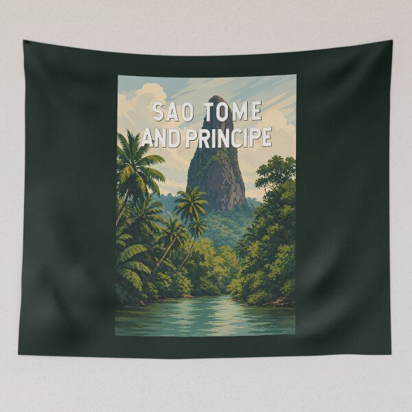 Item preview, Sao Tome and Principe Illustration Travel Art Vintage designed and sold by KrisSidDesigns.