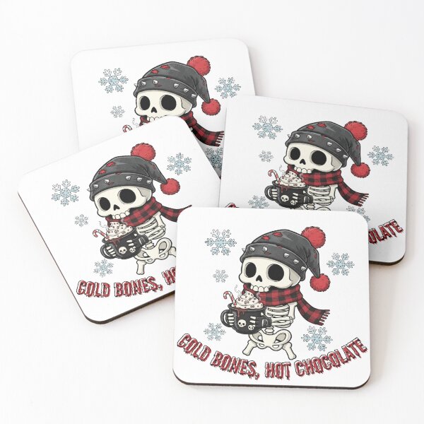Item preview, Cold Bones Hot Chocolate - Christmas Skeleton Art - Pastel Goth Holiday Graphic designed and sold by JLMWorks.