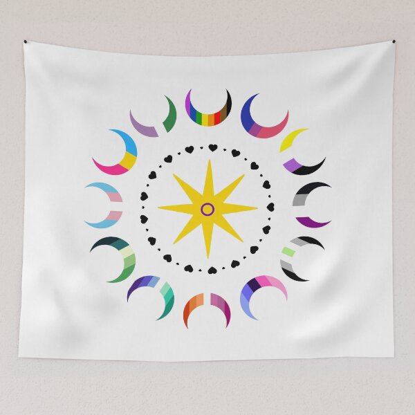 Item preview, Crescent Pride Flag Moons with Black Hearts Ring around Intersex Star designed and sold by dickensign.