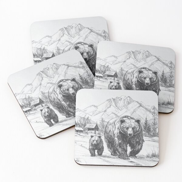 Item preview, Two bears, mother and baby, hiking along beautiful mountain trails designed and sold by TheTwoWorlds.