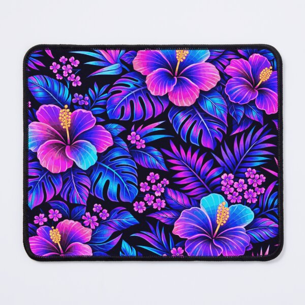 Item preview, Neon Tropical Flower Pattern Vibrant Hibiscus Night Design designed and sold by PunchDrop.