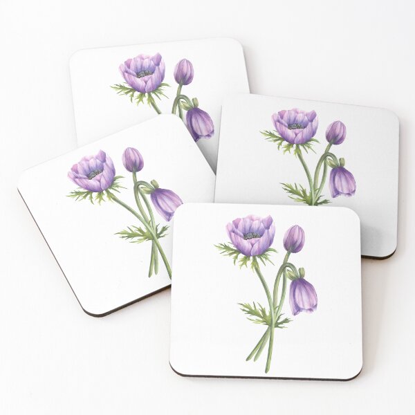 Item preview, Copy of Watercolor anemone purple flowers bouquet. Hand drawn designed and sold by BartolArt.