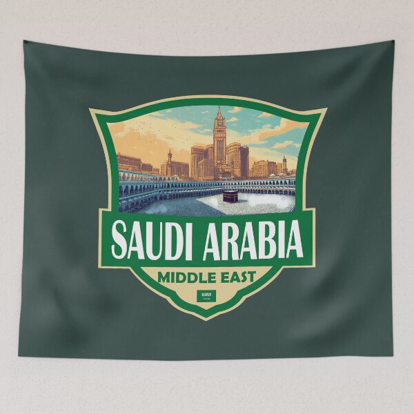 Item preview, Saudi Arabia Illustration Retro Badge designed and sold by KrisSidDesigns.