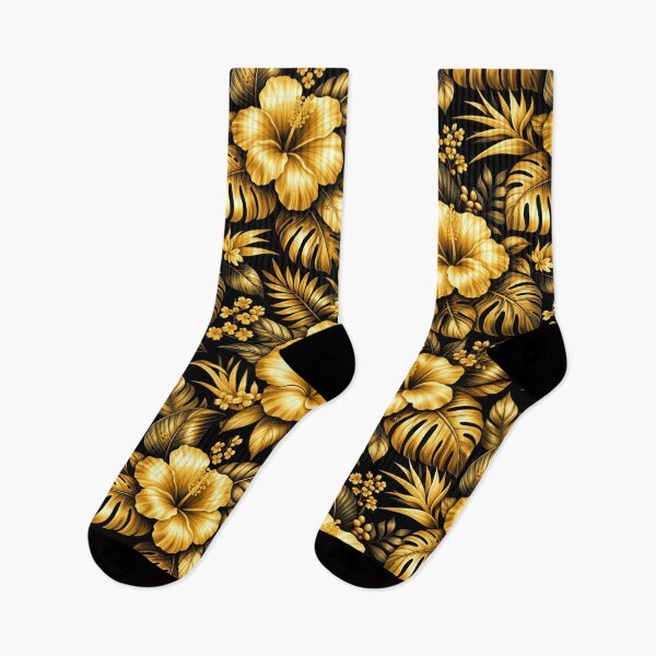 Item preview, Gold Tropical Flower Pattern Luxury Hibiscus Black Design designed and sold by PunchDrop.