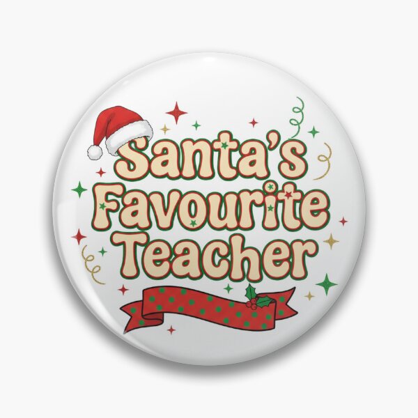 Item preview, Santas Favourite Teacher Christmas Art - Retro Holiday Typography - Festive Educator Gift designed and sold by JLMWorks.