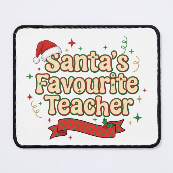 Item preview, Santas Favourite Teacher Christmas Art - Retro Holiday Typography - Festive Educator Gift designed and sold by JLMWorks.
