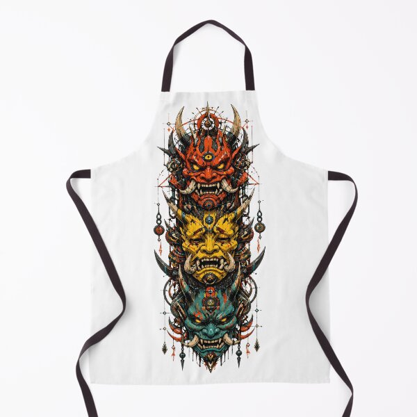 Item preview, Triple Oni Mask Totem Japanese Yokai Demon designed and sold by LumePrint.