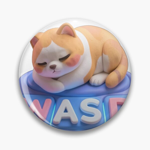 Item preview, Gamer Cat Claymation Sticker - WASD Spacebar Sleepy Kitty designed and sold by Paws & Pixels by Waters Chie.