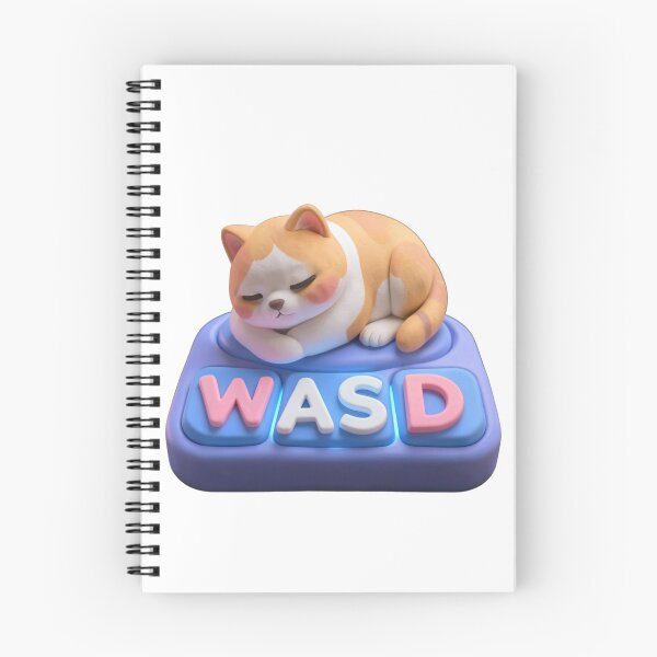 Item preview, Gamer Cat Claymation Sticker - WASD Spacebar Sleepy Kitty designed and sold by Paws & Pixels by Waters Chie.