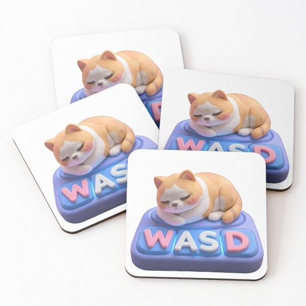 Item preview, Gamer Cat Claymation Sticker - WASD Spacebar Sleepy Kitty designed and sold by Paws & Pixels by Waters Chie.