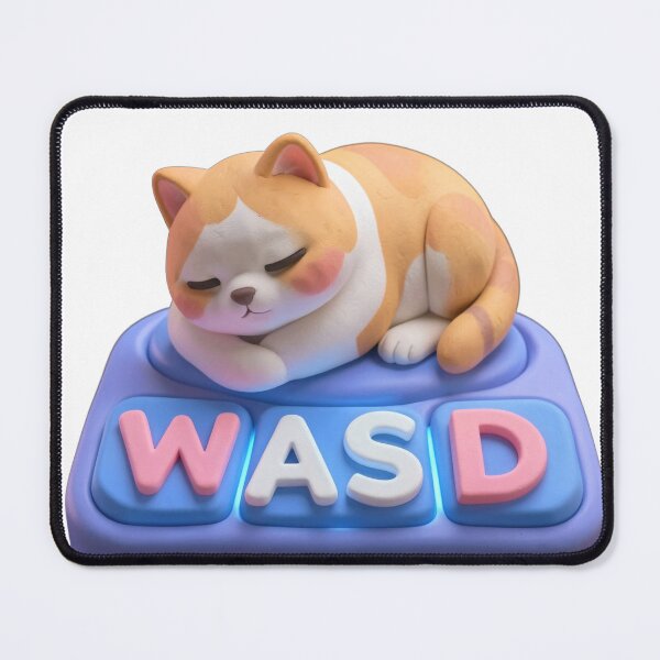 Item preview, Gamer Cat Claymation Sticker - WASD Spacebar Sleepy Kitty designed and sold by Paws & Pixels by Waters Chie.