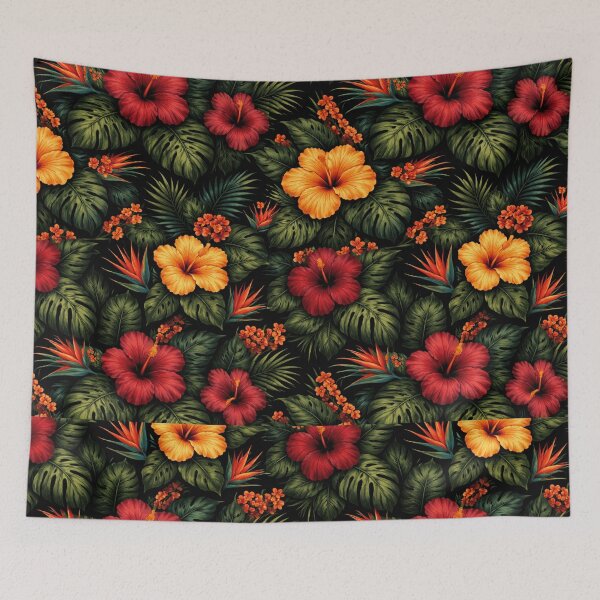 Item preview, Dark Tropical Flower Pattern Bold Hibiscus Jungle Design designed and sold by PunchDrop.