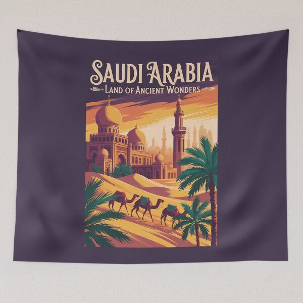 Item preview, Saudi Arabia Desert Illustration Travel Art Vintage designed and sold by KrisSidDesigns.