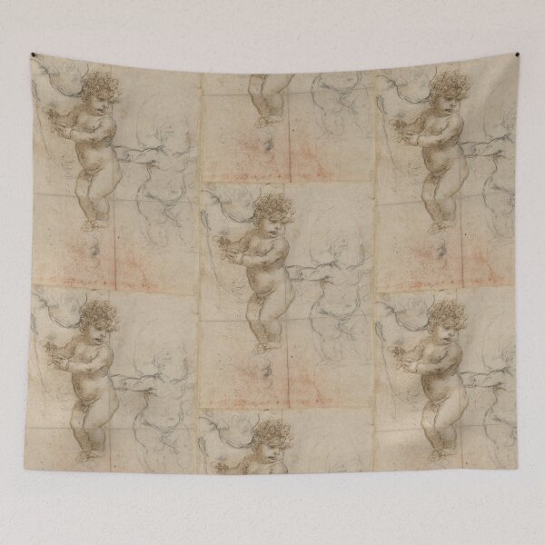 Item preview, Studies of an Infant by Leonardo da Vinci: Renaissance Putto Drawing Fine Art Print designed and sold by artofuniverse.