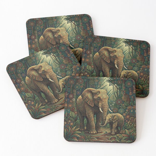 Item preview, World Environmental Day - Mother's Day - Mama elephant and calf designed and sold by Drishya-Designs.