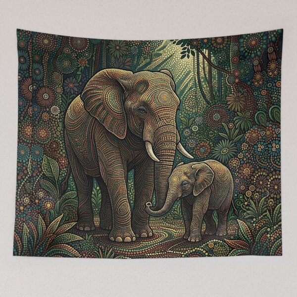 Item preview, World Environmental Day - Mother's Day - Mama elephant and calf designed and sold by Drishya-Designs.