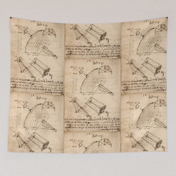 Item preview, Studies of Perpetual Engines by Leonardo da Vinci Renaissance Engineering Drawing Print designed and sold by artofuniverse.