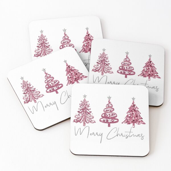 Item preview, Merry Christmas Pink Sparkling Trees - Glitter Tree Trio Art - Glam Festive Decor designed and sold by JLMWorks.