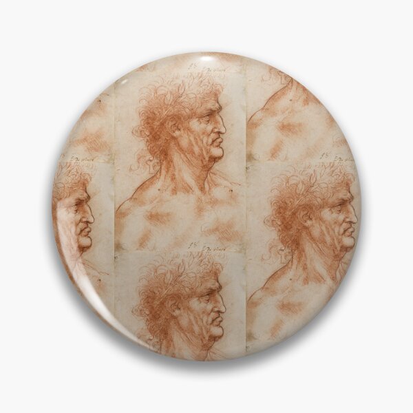 Item preview, Testa Virile di Profilo by Leonardo da Vinci Male Profile Sanguine Drawing Print designed and sold by artofuniverse.