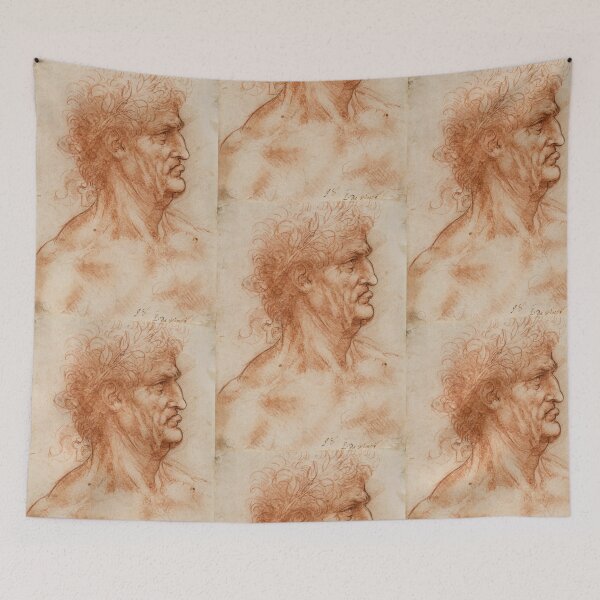 Item preview, Testa Virile di Profilo by Leonardo da Vinci Male Profile Sanguine Drawing Print designed and sold by artofuniverse.