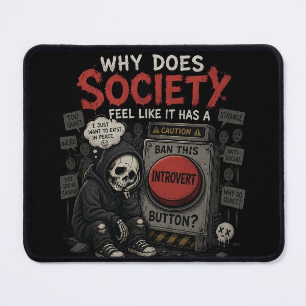 Item preview, Why Does Society Feel Like It Has a Ban This Introvert Button? - Funny Social Anxiety Meme Design designed and sold by LoneTide.